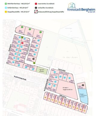 Übersichtsplan Baugebiet am Gillbach mit Größen und Preisen